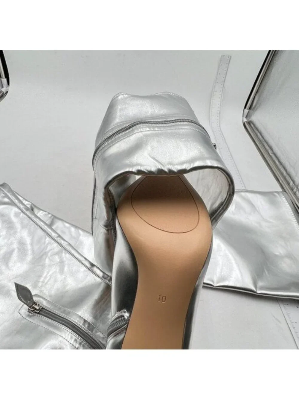 Knee High Boots Women Pointed Toe Boots Stiletto High Heel Long Boots Sliver